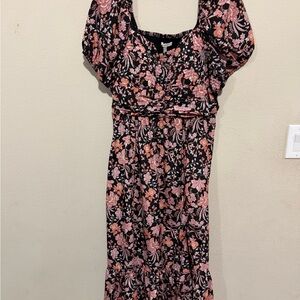 Maurices Black and Pink Floral Long Sleeve Dress